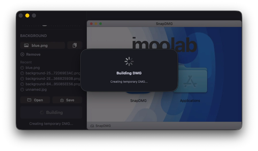 SnapDMG build progress screen